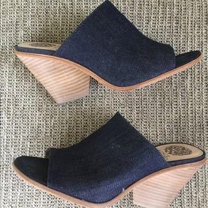 Vince Camuto blue jeans heel mules for wide feet